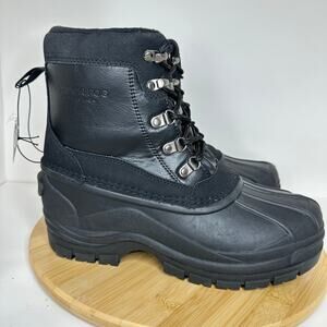 London Fog Jayson Duck Boots Black Lace Up Snow Waterproof Insulated Men Sz 8